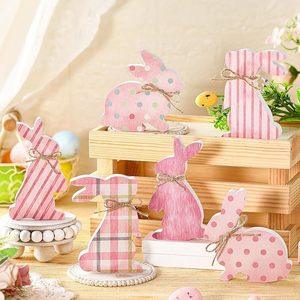 Ornement de Pâques en bois en forme de lapin, décoration artisanale pour intérieur et extérieur, idéal pour les fêtes - Product Image 1