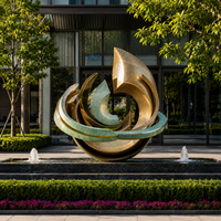 Estatua de Bronce Abstracta Contemporánea Personalizada, Pieza de Arte Metálico Hecha a Mano a Gran Escala para Decoración de Sede Corporativa y Parques