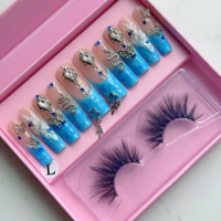 Set de Belleza 2 en 1 de Marca Privada, Combo de Uñas Postizas y Pestañas Personalizadas, Kit de Uñas y Pestañas Hechas a Mano con Calidad de Salón
