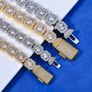 Collares de tenis de moissanita VVS chapados en oro de 18 quilates y plata de ley 925, los más vendidos, estilo hip hop, con incrustaciones de diamantes, que pasan la prueba del diamante. - Product Image 6
