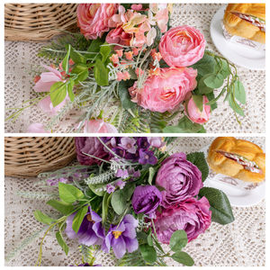 Bouquet de fleurs artificielles Hyuga Rikuren, violet rose, plastique, décoration de mariage CF01328B - Product Image 3