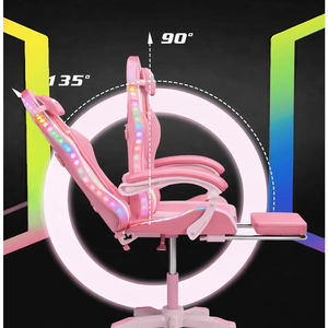 Chaise de jeu inclinable colorée avec massage RGB, lumières et haut-parleurs, chaise de course Predator en cuir PU avec repose-pieds - Product Image 3