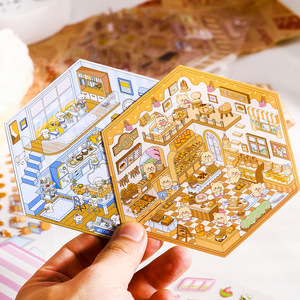 JHM mignon Scrapbooking fournitures 3D Miniature cabine bricolage scène autocollants dessin animé animaux <span class=keywords><strong>Panda</strong></span> Capybara conceptions - Product Image 2