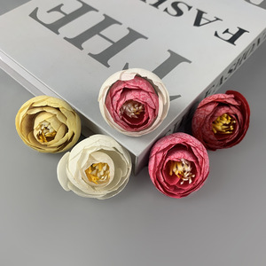 Bouquet de fleurs artificielles en soie, bourgeons de camélia de 3 cm, accessoires de décoration pour mariage et maison - Product Image 4