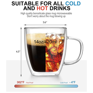 Vasos de doble pared de borosilicato hechos a mano, tazas de café Espresso Latte, taza de vidrio para beber té y café - Product Image 2