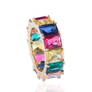 Dainty Brass 18k Gold Plated Baguette Rainbow <b>Rings</b> Finger Moonstone <b>Statement</b> <b>Ring</b> Jewelry Women Free Shipping - Product Image 2