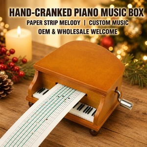 Caja de música de madera de 15 notas con manivela, crea tu propia melodía, sin pilas, regalo de Navidad, OEM, venta al por mayor, mini perforadora - Product Image 1