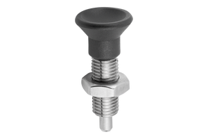 K0633 Poussoir de positionnement en acier inoxydable trempé M20X1.5 Taille 4 Forme H avec poignée à bouton thermoplastique noir-gris - Product Image 5