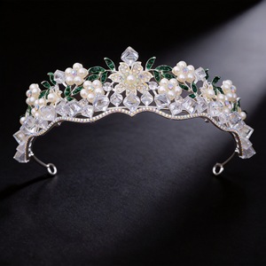 Diadème de Mariée Magnifique en Cristal Blanc Baroque et Perles, Couronne de Luxe en Strass pour Cheveux de Mariée, Accessoire de <span class=keywords><strong>Mariage</strong></span> - Product Image 6