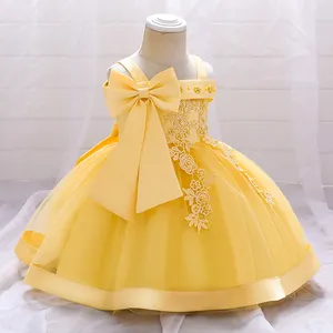 MQATZ Kids garments wholesale little baby girl frocks yellow kids wedding party dresses for baby girls L5081XZ