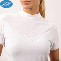 Couche de base équestre pour femmes, design en V personnalisé, respirante, séchage rapide, pour l'été