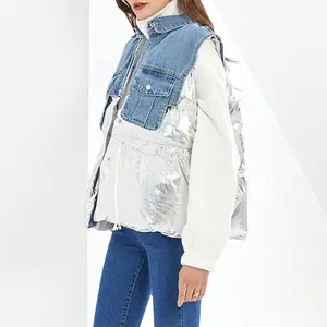 Chaqueta de mezclilla para mujer, abrigo sin mangas con estilo, cálido, Primavera e invierno, 2022