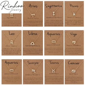 Collana RINHOO con 12 Segni Zodiacali per Donne, Ciondolo con 12 Costellazioni, Gioiello di Compleanno con Confezione Regalo in Cartoncino - Product Image 1