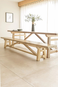 Banco de Comedor Rústico Moderno de Madera Maciza Premium, Asientos Interiores para Uso en Hoteles, Cocina, Comedor, Entrada, Pasillo, Tamaño Personalizado - Product Image 1