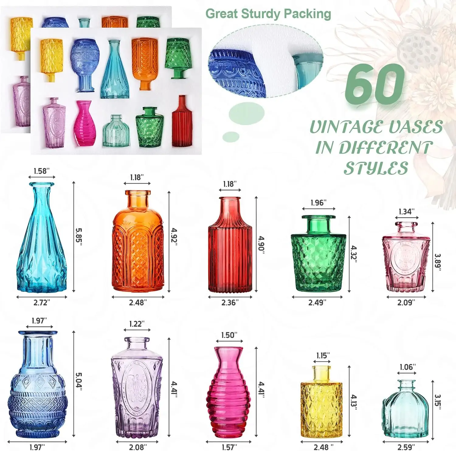 60 Pcs Vidro Colorido Bud Vasos Pequenos Vasos para Flores Vintage Em Relevo Vasos em Massa Mini Garrafas De Vidro para Wedding Centerpiece