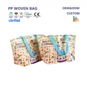 Tái chế túi PP dệt Tote Laminate tùy chỉnh tái sử dụng túi nhựa mua sắm với logo <span class=keywords><strong>Polypropylene</strong></span> Tote không thấm nước Túi hàng tạp hóa - Product Image 1