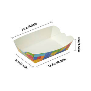 ถาดอาหารกระดาษแบบใช้แล้วทิ้ง พิมพ์ลายตามสั่ง สำหรับขนมหวาน เบอร์เกอร์ อาหารริมทาง ยี่ห้ออูชัมปัก - Product Image 6