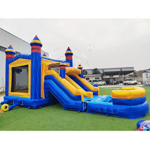 Castillo Inflable Azul y Amarillo con Tobogán y Piscina <span class=keywords><strong>de</strong></span> Chapoteo con Torres Rojas para Festivales al Aire Libre y Carnavales Comunitarios - Product Image 4