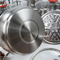 Offre Spéciale de casseroles à vapeur en acier inoxydable 4 pièces, batterie de cuisine avec couvercle