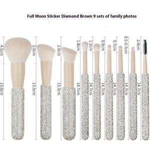 Full Moon Coffee Juego de brochas de maquillaje con incrustaciones de diamantes de 9 piezas Nuevo mango de diamante Herramienta de belleza Envoltura Juego de brochas de maquillaje de diamantes - Product Image 3