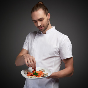 Uniforme de Chef de manga corta para hombre, camisa de trabajo de cocina de poliéster transpirable con camisetas de verano antiarrugas para hoteles - Product Image 4