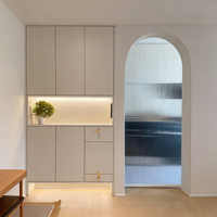 Meuble d'entrée sur mesure pour la maison, armoire à chaussures en bois minimaliste crème avec étagère ouverte, meuble de rangement pour la maison