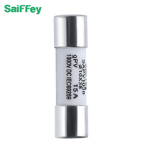 Fusible SaiFFey SAPV1038 15A DC1000V GPV avec tube en céramique 10x38mm homologué CE/IEC pour boîtier de combinaison solaire