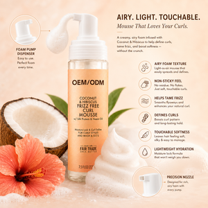 Mousse para rizos sin frizz OEM ODM con aceite de coco, proteína de seda y aceite de neem para peinar cabello rizado - Product Image 3