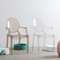 Chaise Ghost transparente en acrylique cristal moderne sans accoudoirs, style Victoria du milieu du siècle, pour événements et mariages, vente en gros