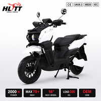 Moto électrique CE 2000W 72V avec batterie au plomb-acide, 45 mph, Big S Cafe Racer, scooter électrique pour adultes