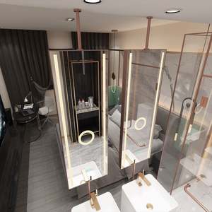 Miroir de courtoisie rectangulaire à LED au design moderne avec loupe, cadre en acier inoxydable, pour la maison, l'hôtel, la salle de bain, le maquillage, avec lumières - Product Image 2