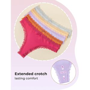 Lot de 5 strings en dentelle basiques pour femme, culottes taille basse sans coutures avec bordure en dentelle - Product Image 6