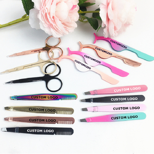 Pince <span class=keywords><strong>à</strong></span> épiler en acier inoxydable en gros, pince <span class=keywords><strong>à</strong></span> épiler biseautée couleur or rose pour cils et applicateurs de cils, <span class=keywords><strong>ciseaux</strong></span> <span class=keywords><strong>à</strong></span> <span class=keywords><strong>sourcils</strong></span> - Product Image 2