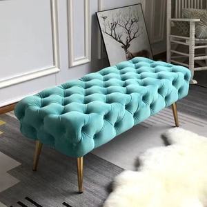 Banc d'attente élégant et luxueux avec pieds en métal, banc d'entrée pour changer de chaussures, banc long pour vestiaire - Product Image 5