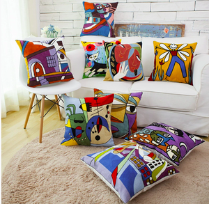 Funda de cojín con bordado de arte <span class=keywords><strong>Picasso</strong></span>, técnica de costura marroquí elegante personalizable al por mayor, diseño cuadrado geométrico para - Product Image 1