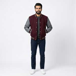 Chaqueta Varsity Personalizada con Logotipo, Cuello Alto, Mezcla de Lana, Viscosa, Poliéster y Algodón para Hombre, de Alta Calidad, Impermeable, Resistente al Viento y Transpirable - Product Image 1