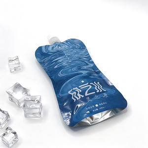 Bolsa de pie de embalaje de aluminio con superficie dorada brillante personalizada con pico con asa para jugo, bebida, Vodka - Product Image 5