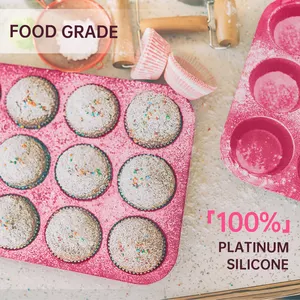 Custom Bakvormen Food Grade 12 Kopjes Ronde Cupcake Muffin Pan Bakplaat Siliconen Cakevorm Cake Tool