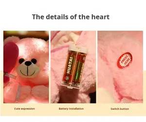 Toptan özel işlemeli beyaz ayı yastık PP pamuk karikatür hayvan peluş oyuncaklar LED aydınlatma yorgan örgü doğum günü hediyesi - Product Image 5