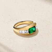 Bague dôme épaisse LOZRUNVE pour femme en argent sterling 925 plaqué or 18 carats avec sertissage baguette
