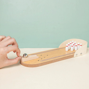 Mini <span class=keywords><strong>Bowling</strong></span> gioco da tavolo educativo giocattolo in legno per il tempo libero - Product Image 3