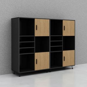 Armoire de rangement de fichiers moderne en bois noir et blanc porte rotative petit mobilier et équipement de bureau à domicile pour la maison et le bureau - Product Image 6