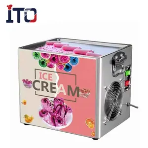 Máquina de rollos de hielo frito pequeña usada en casa, máquina de rollos de hielo frito