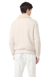 Chaqueta de Punto Híbrida Beige <span class=keywords><strong>para</strong></span> <span class=keywords><strong>Hombre</strong></span>, Cuello de Borrego, Bolsillos Tejidos, Cierre Completo con Cremallera - Product Image 3