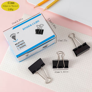 Grandes pinces à reliure 1.6 pouces (paquet de 12), grandes pinces à papier pour fournitures de <span class=keywords><strong>bureau</strong></span>, largeur 1.6 pouces/41mm, capacité, noir - Product Image 1