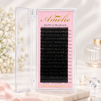 Extensions de cils ultra-noirs mats en gros, en PBT coréen, doux comme du cachemire, plateaux de cils individuels pour volume, marque privée