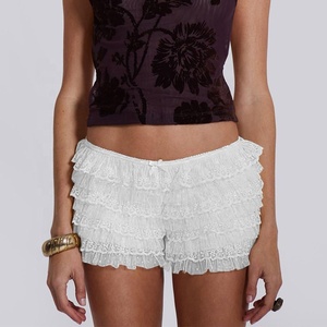 Mulheres Lace Layered Shorts Senhoras Ruffle <span class=keywords><strong>Bloomers</strong></span> Roupas Lolita Floral Pettipants Bonito Pijama Sexy Lingerie Malha Shorts