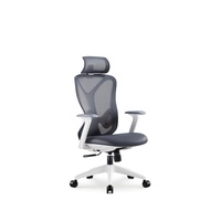 Chaise de bureau ergonomique JOHOOFURNITURE avec appui-tête, cadre blanc, fabriquée en Chine, Ofis Koltugu pour salle de conférence