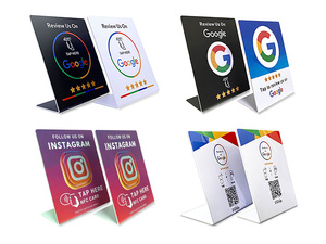 Support d'affichage personnalisé avec code QR, puce NFC, carte de membre sans contact en PVC, carte cadeau <span class=keywords><strong>Google</strong></span> <span class=keywords><strong>Play</strong></span>, support de tap pour avis - Product Image 4