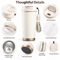 Gobelet isotherme à café 500 ml en acier inoxydable 316, tasse de voyage à double paroi sous vide, anti-fuite, avec paille, logo personnalisé, vente en gros